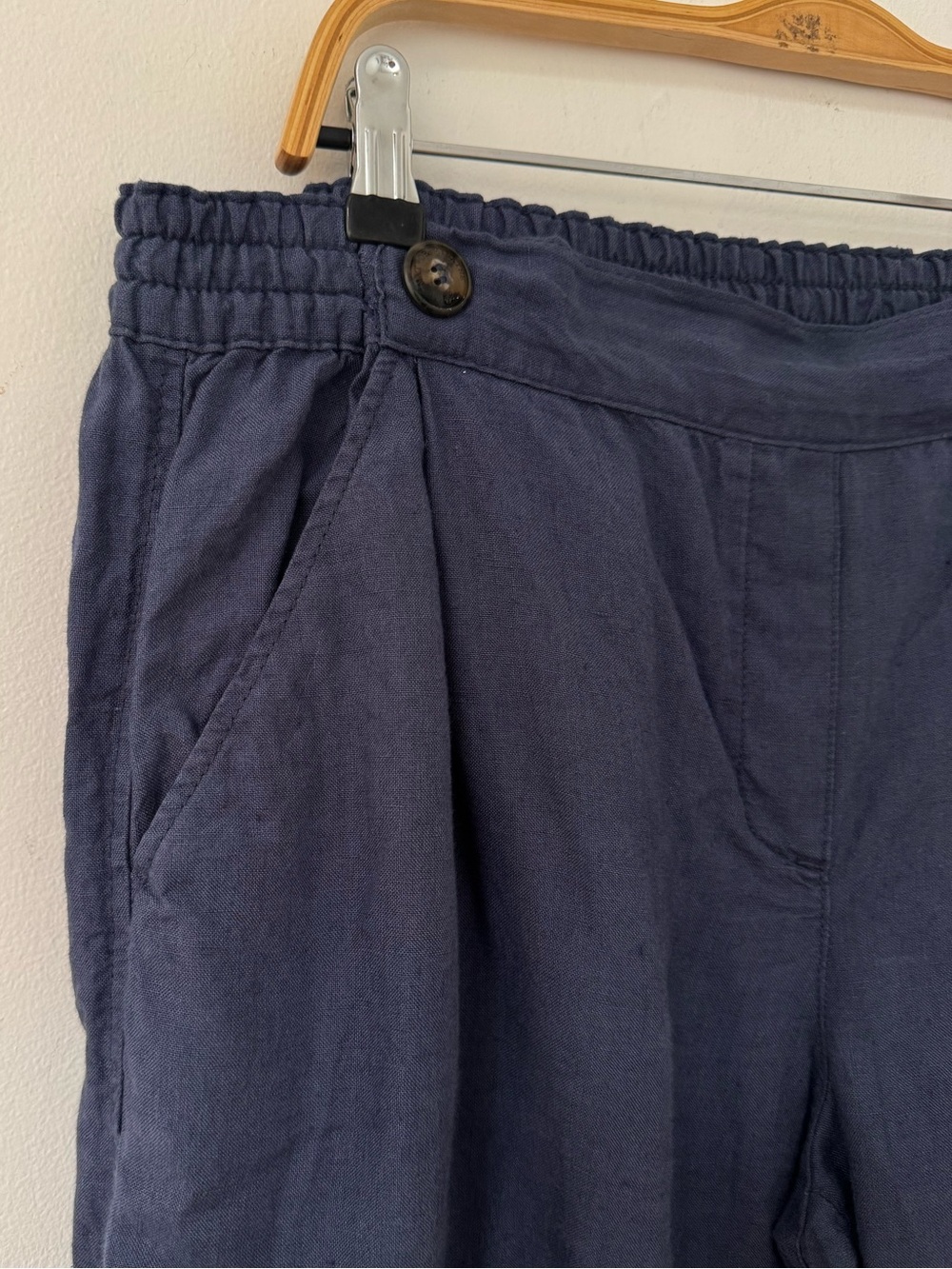 MAT DE MISAINE wide pull on linen pants navy size LARGE / 12 - Picture 3 of 9